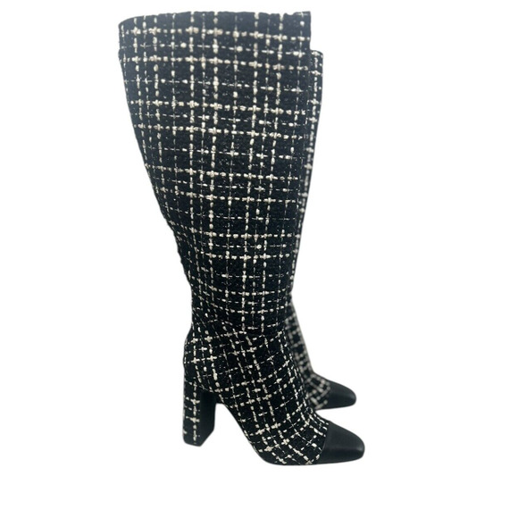 NWOB Steve Madden Ally-C Cap Toe Tall Boots In Black & White Size 8 M - Picture 4 of 10